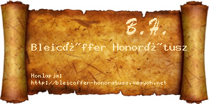 Bleicöffer Honorátusz névjegykártya